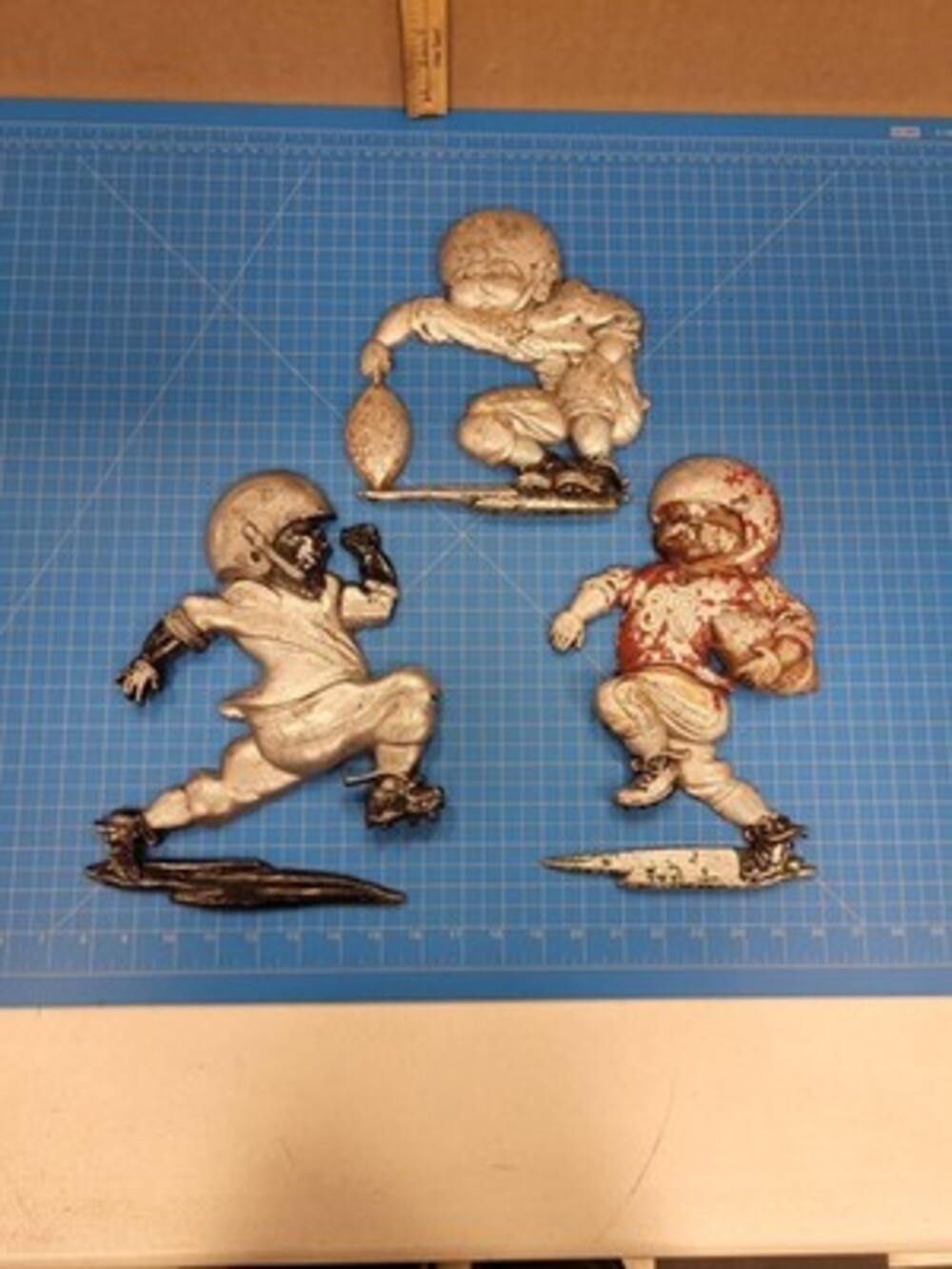 Relco 1976 Vintage Metal Football Player Wall Decor Plaques Set USA Made 3